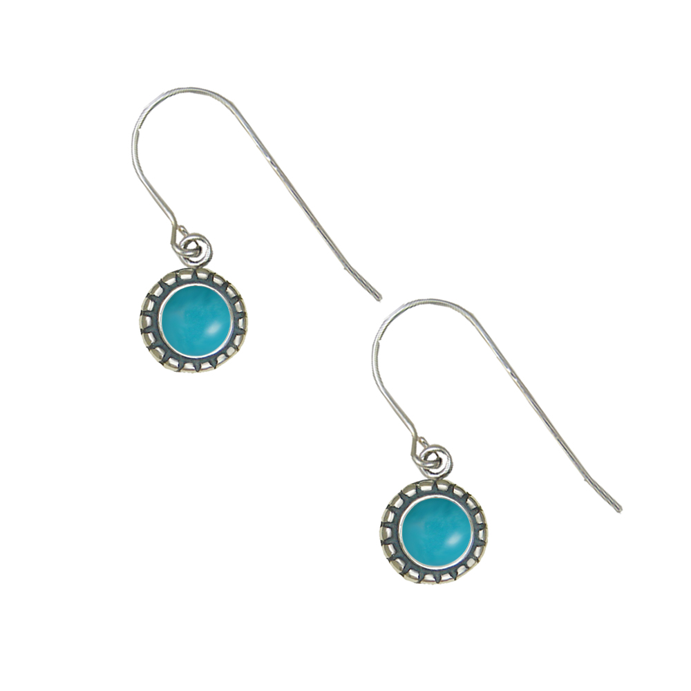 Sterling Silver Little Turquoise Gemstone Drop Dangle Earrings